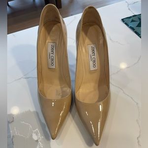 Jimmy Choo nude patent leather pumps